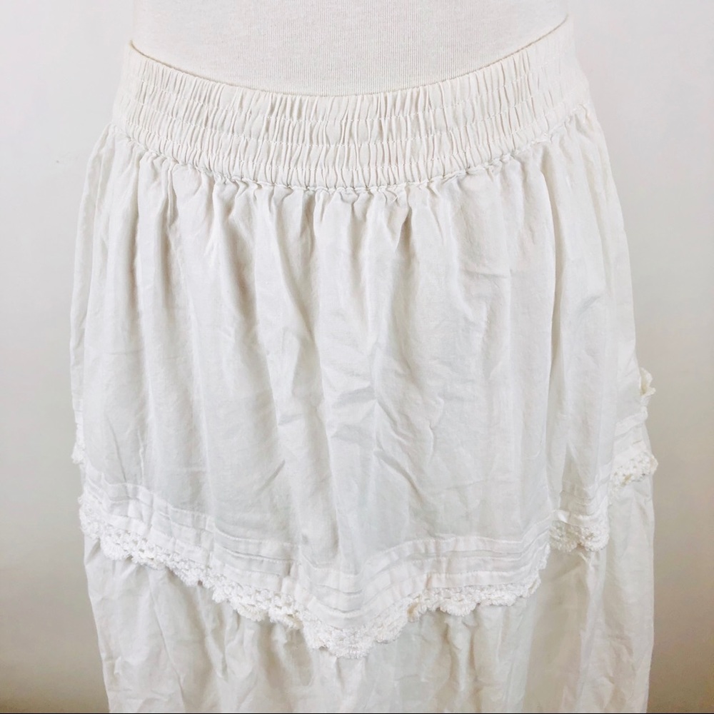 White eyelet cotton boho prairie maxi skirt - Picture 4 of 5